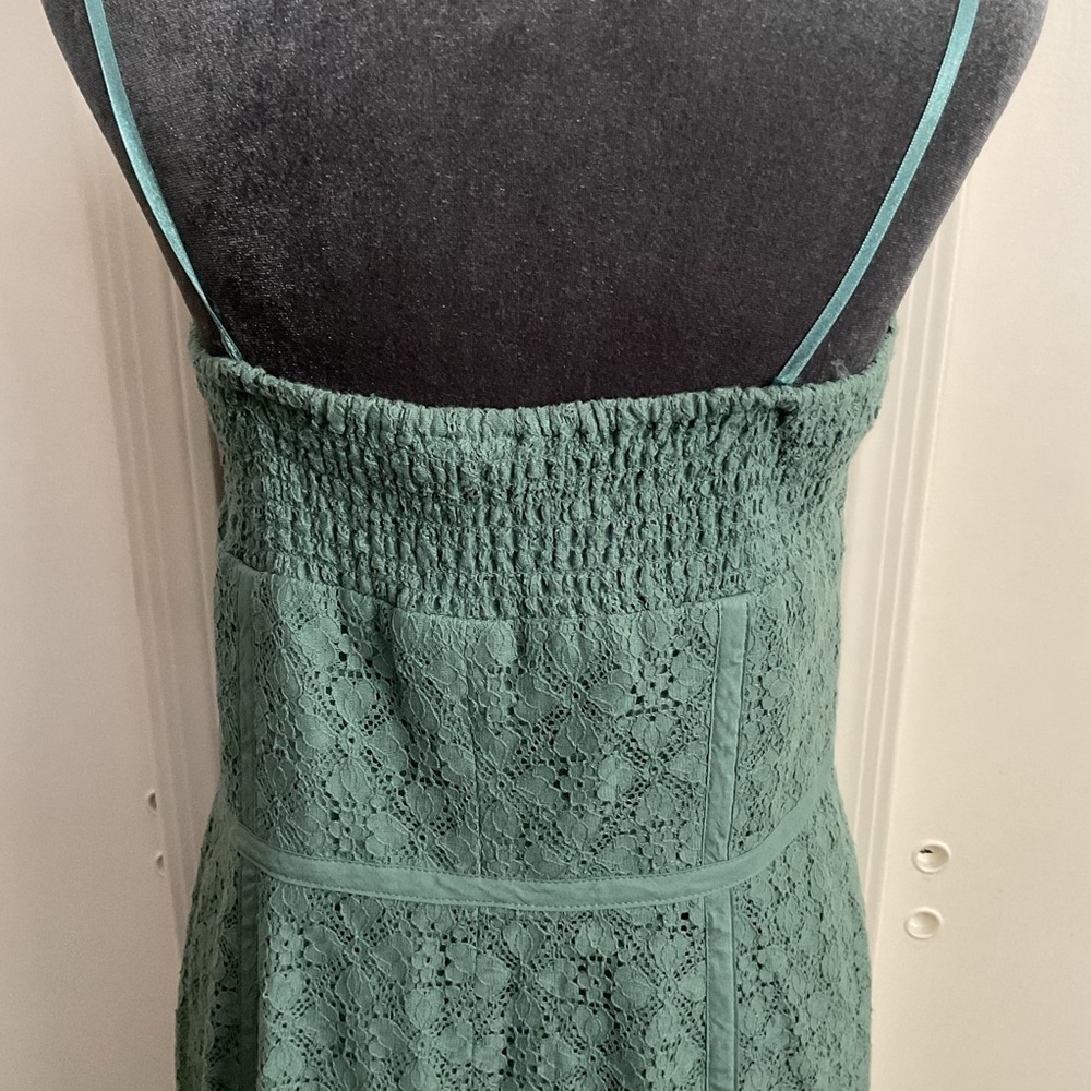 NWT BCBGMAXAZRIA Green Lace Strapless Sheath Dress 12 L Sweetheart Midi Cocktail - Picture 6 of 7